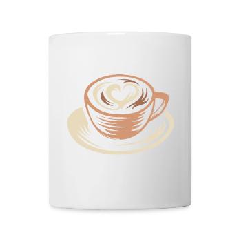 Stylisierte Kaffeetasse mit Latte Art Herz - Tasse - Weiß - Vorne