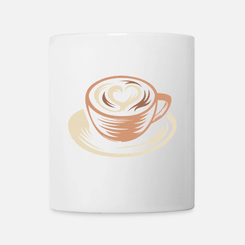 Stylisierte Kaffeetasse mit Latte Art Herz - Tasse - Weiß