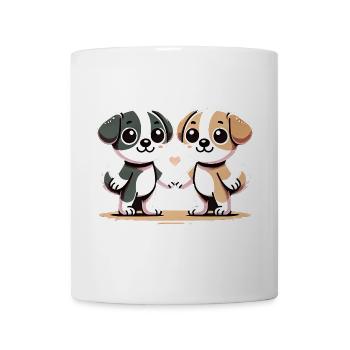 Two Cute Dog Friends Holding Hands - Tasse - Weiß - Vorne
