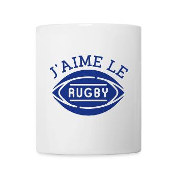 tee shirt rugby, j'aime le rugby humour cadeau - Mug blanc - blanc - Devant