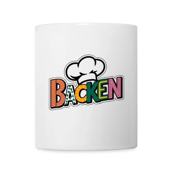 Backen mein Hobby - buntes Bäckermotiv - Tasse - Weiß - Vorne