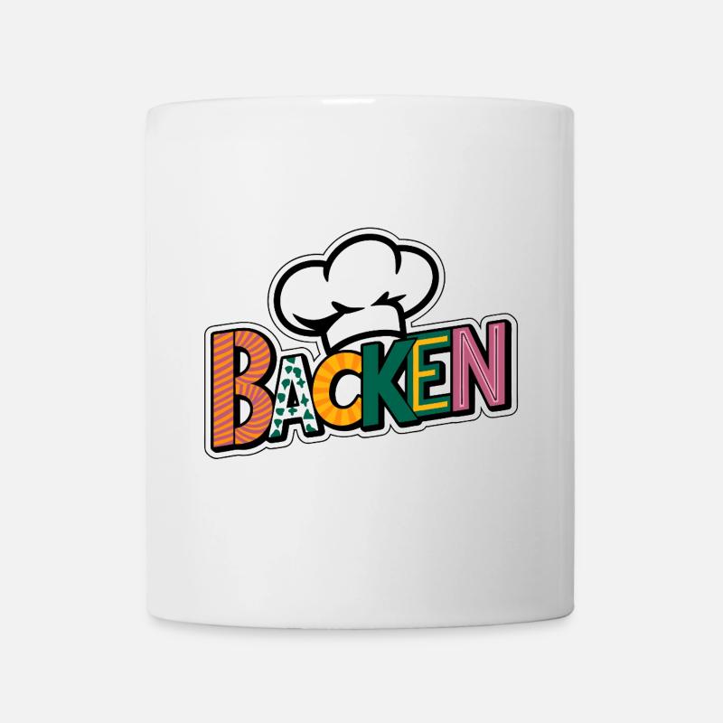 Backen mein Hobby - buntes Bäckermotiv - Tasse - Weiß