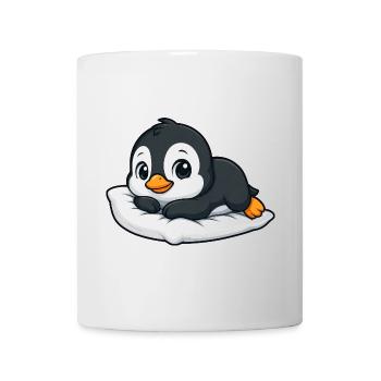 Süßer Pinguin entspannt Cartoon kuschelt - Tasse - Weiß - Vorne