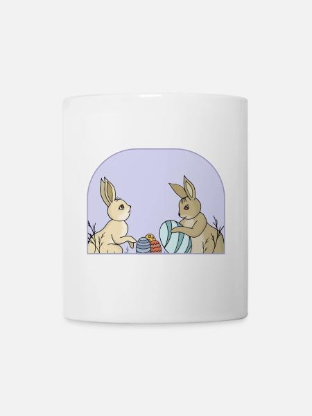 Lapins mignons avec des œufs - Mug blanc - blanc