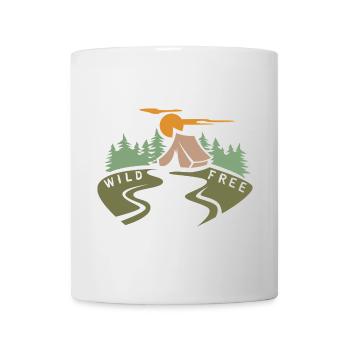 Zelt in Waldlandschaft - Natur und Outdoor Camp - Tasse - Weiß - Vorne