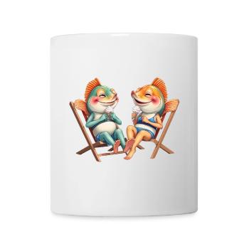 friendly fish friends on the beach - Mug - white - Front
