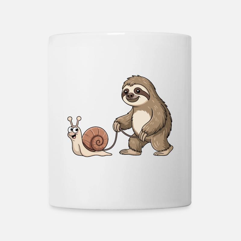 Faultier und Schnecke - Tasse - Weiß