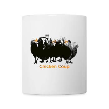 Chicken Coup - Schwarze Hühner auf Grau - Tasse - Weiß - Vorne