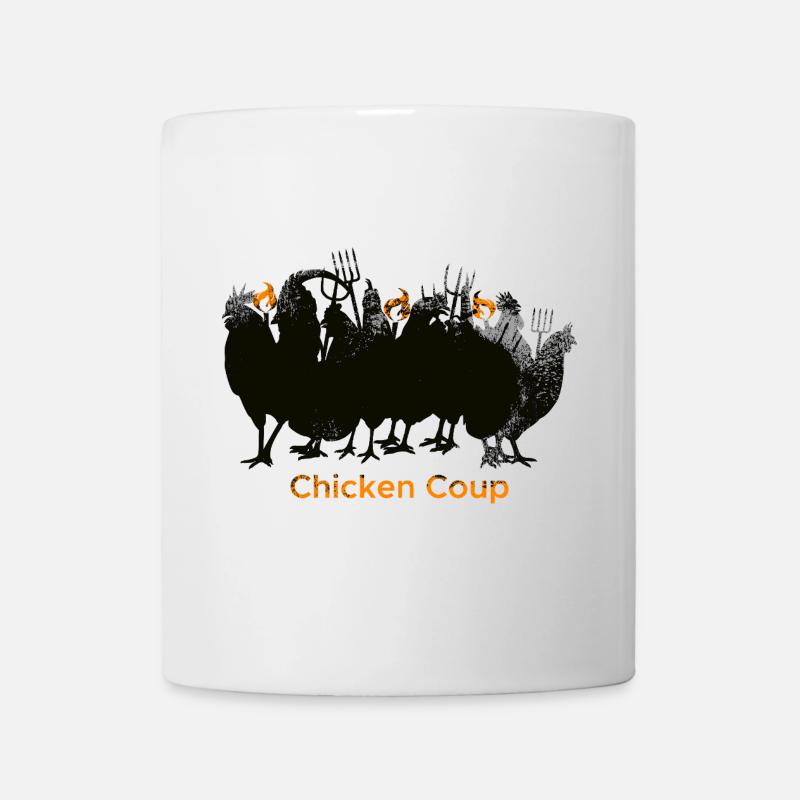 Chicken Coup - Schwarze Hühner auf Grau - Tasse - Weiß
