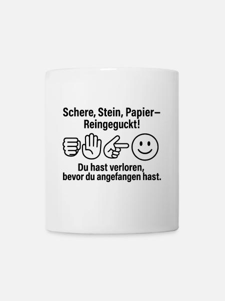 Reingeckt: Schere Stein Papier - Tasse - Weiß