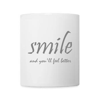 smile and youll feel better, lettering grey - Mug - white - Front