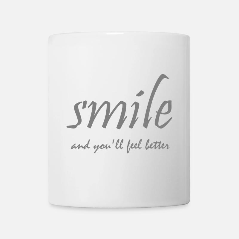smile and youll feel better, lettering grey - Mug - white