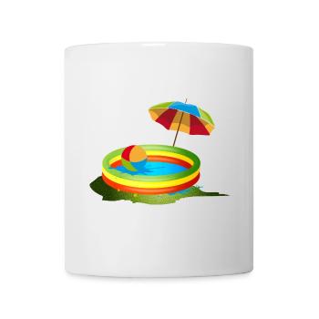 Buntes Planschbecken mit Sonnenschirm und Ball - Tasse - Weiß - Vorne
