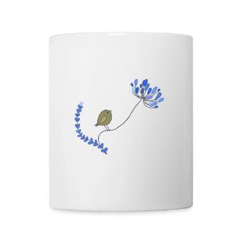 Vogel mit Blume - Tasse - Weiß - Vorne