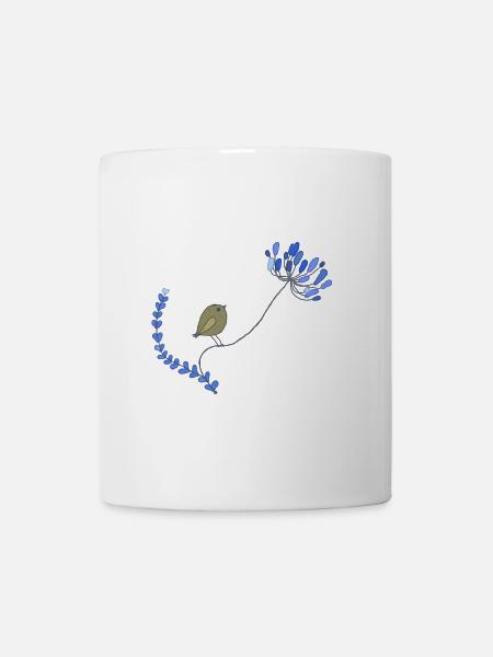 Vogel mit Blume - Tasse - Weiß
