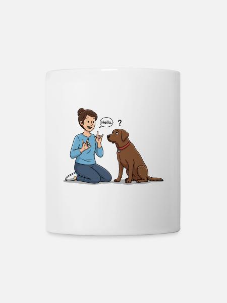 Zeichensprache für Hunde – Hallo ! - Tasse - Weiß
