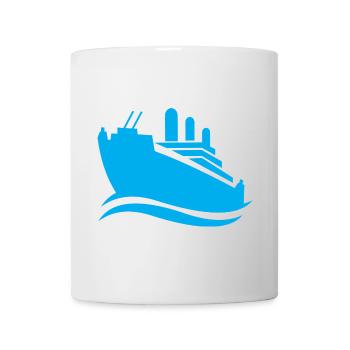 Silhouette de bateau de croisière mer minimaliste - Mug blanc - blanc - Devant