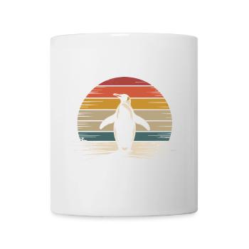 Silhouette de pingouin rétro avec fond de coucher de soleil - Mug blanc - blanc - Devant