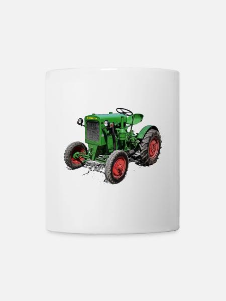 Grüner Oldtimer-Traktor - Tasse - Weiß