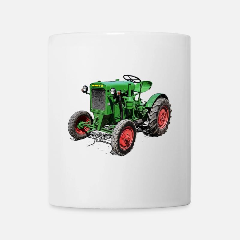 Grüner Oldtimer-Traktor - Tasse - Weiß