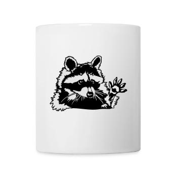 Waschbär Toni winkt niedlich - Tasse - Weiß - Vorne
