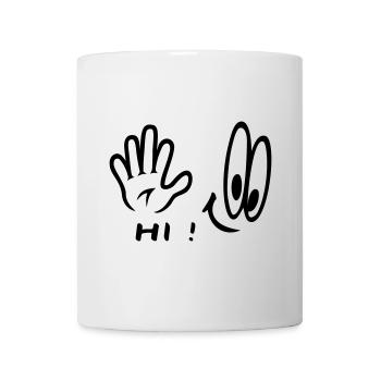 Handzeichen, Hi , Comic - Tasse - Weiß - Vorne