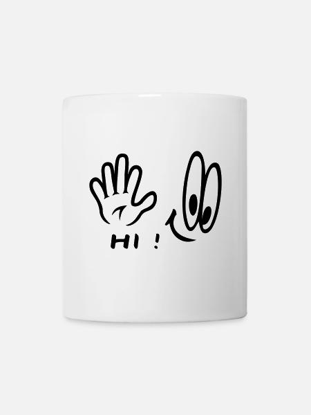 Handzeichen, Hi , Comic - Tasse - Weiß