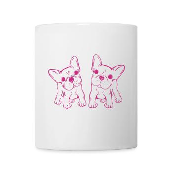 Französische Bulldoggen - Tasse - Weiß - Vorne