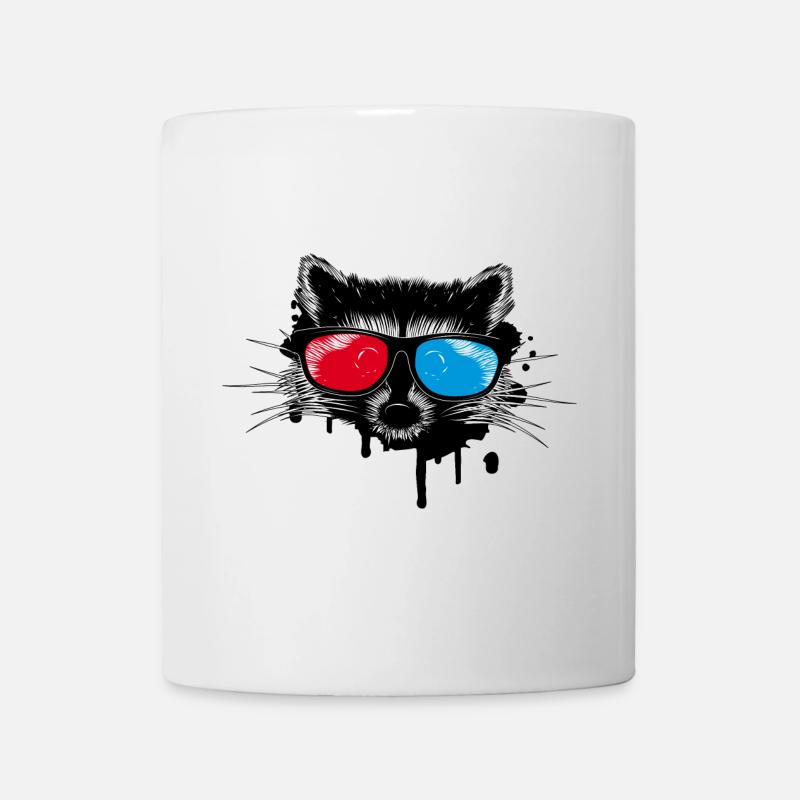 un raton laveur avec des lunettes 3D - Mug blanc - blanc