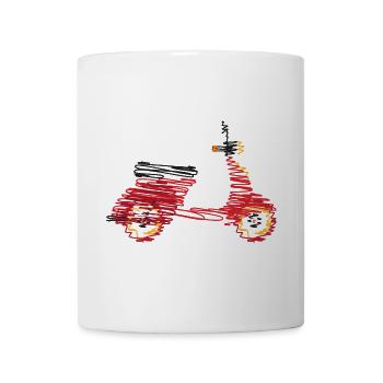 Scooter rétro – Dessin abstrait en gribouillis - Mug blanc - blanc - Devant