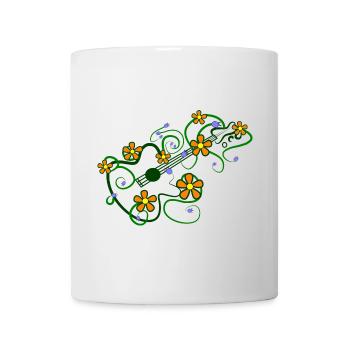 Motif floral avec guitare et vrilles entrelacées - Mug blanc - blanc - Devant