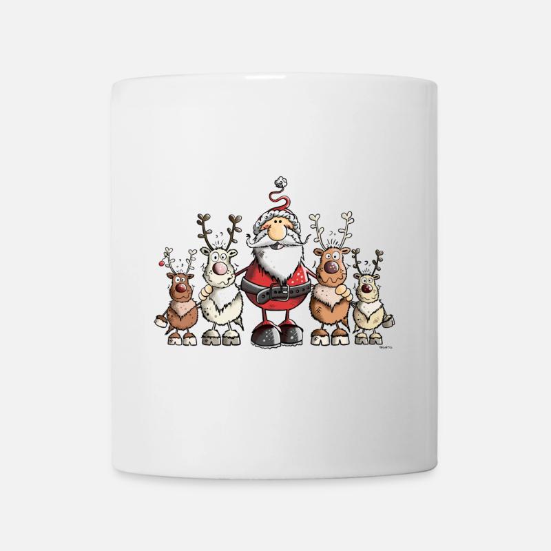 Weihnachtsmann unter Rentieren - Tasse - Weiß