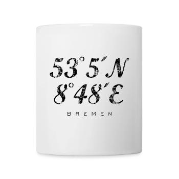 Bremer Koordinaten Bremen Längengrad Breitengrad - Tasse - Weiß - Vorne