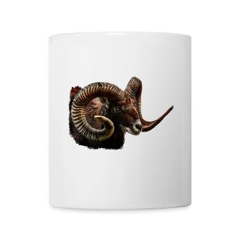 Tiershirts für männer, Mufflonkopf, Schafkopf - Tasse - Weiß - Vorne