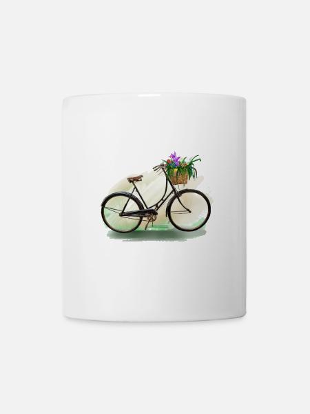 Bicycle with flowers - Mug blanc - blanc