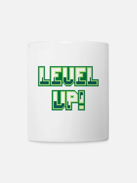 Level Up (Pixel-Schriftzug) - Tasse - Weiß