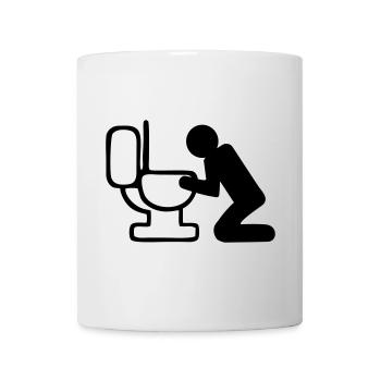 Figur vor Toilette, Zum Kotzen... - Tasse - Weiß - Vorne