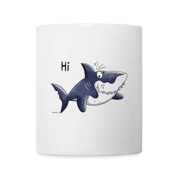Hai sagt Hi - Haie - Fisch - Haifisch - Raubfisch - Tasse - Weiß - Vorne