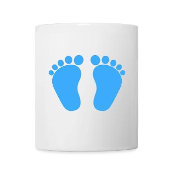 Baby feet birth pregnancy boy son blue - Mug - white - Front
