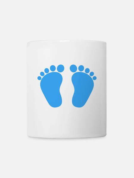 Babyfüße Geburt Schwangerschaft Junge Sohn Blau - Tasse - Weiß