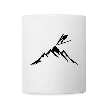 Skispringen, Skispringer und Berg - Tasse - Weiß - Vorne