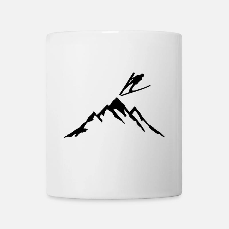 Skispringen, Skispringer und Berg - Tasse - Weiß