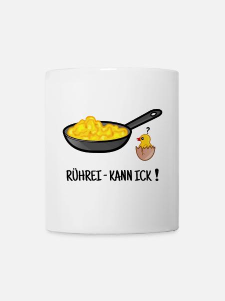 Rührei, Eierspeise kochen, Küken, Berliner Dialekt - Tasse - Weiß