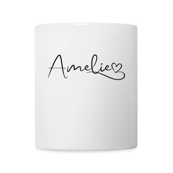 Amélie calligraphie nom prénom avec coeur - Mug blanc - blanc - Devant