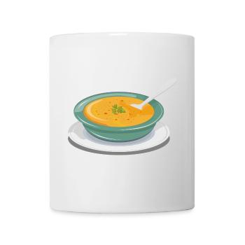 Soupe aux légumes dans une assiette avec une cuillère - Mug blanc - blanc - Devant