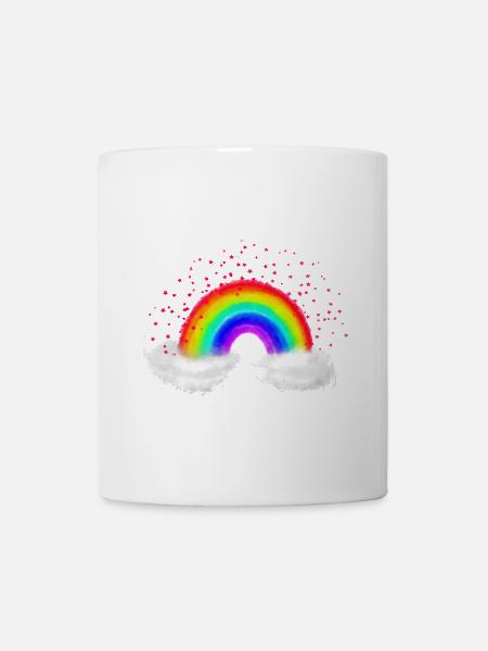 Regenbogen Wolken - Tasse - Weiß