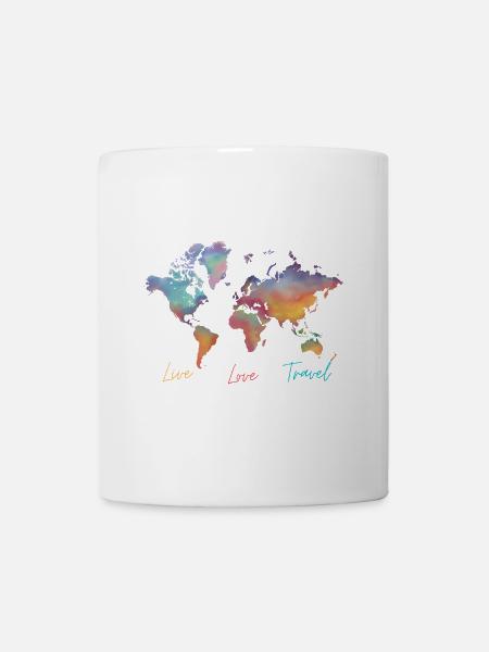 Live Love Travel, world map - Mug - white