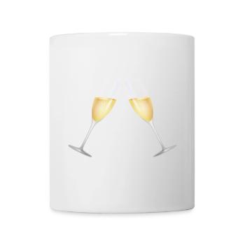 Deux coupes de remplies de vin mousseux - Mug blanc - blanc - Devant