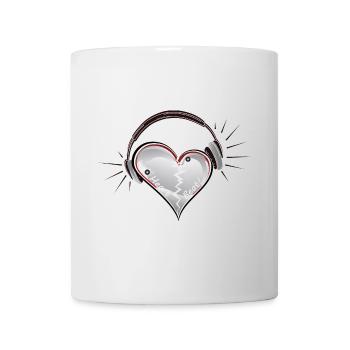 Heartbeat with headphones - Mug - white - Front