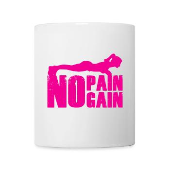 No Pain No Gain Krafttraining Silhouette - Tasse - Weiß - Vorne